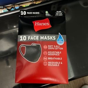 Hanes 10 pack cotton breathable face mask black brand new in box